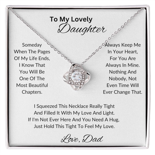To My Lovely Daughter Love Knot Necklace
